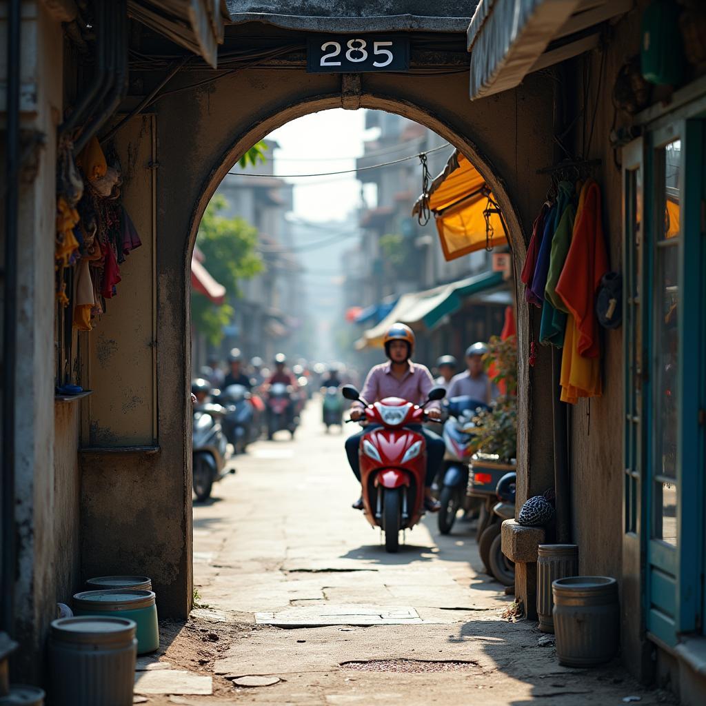 Lối vào Hẻm 285 Cách Mạng Tháng 8 Quận 10, khung cảnh đời thường Sài Gòn.